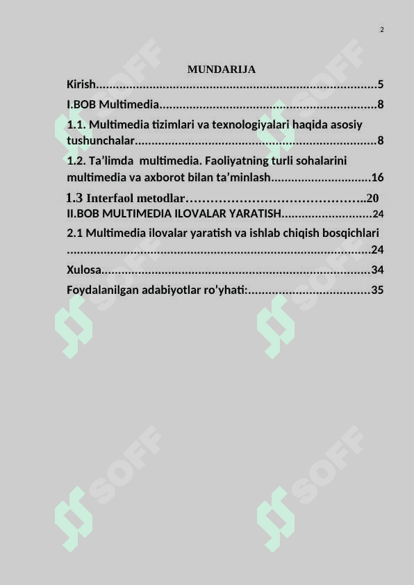Multimediya texnologiyasi va undan o’quv jarayonida foydalanish 2