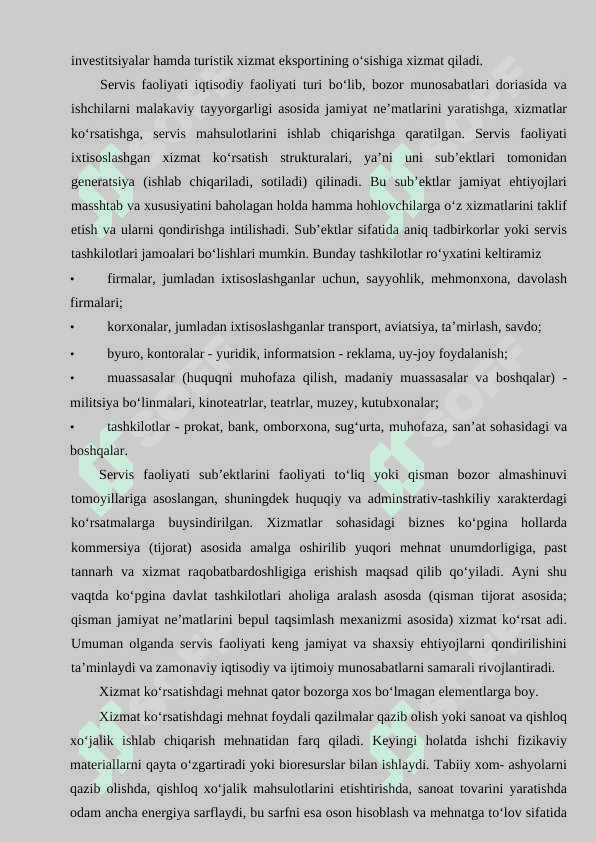 Servis xizmati yo‘nalishi taqvimiy mavzular 3