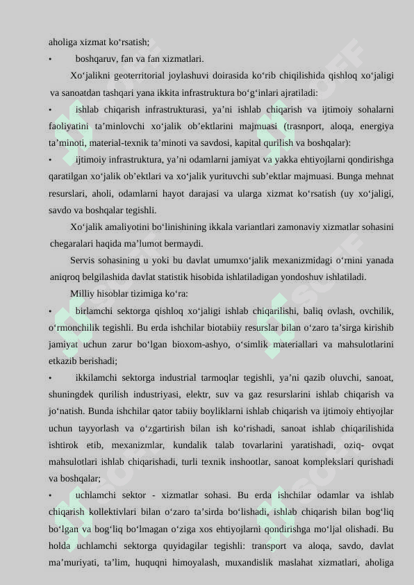 Servis xizmati yo‘nalishi taqvimiy mavzular 7