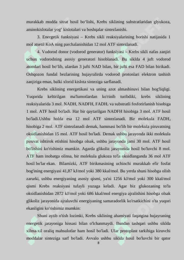 Krebs sikli va uning energetikasi 8