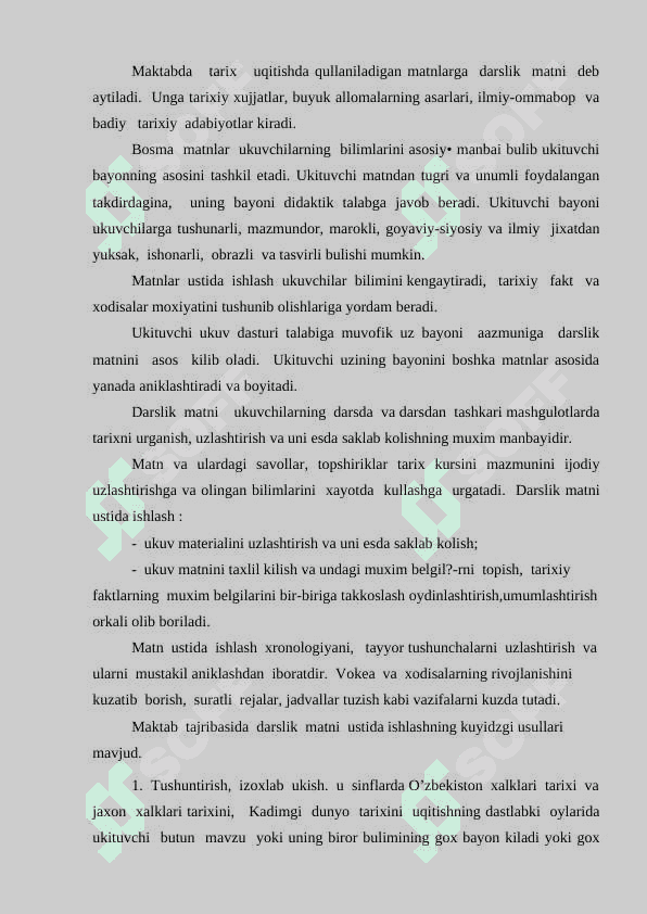 Tarix darsligi matni va tarixiy xujjatlar bilan ishlash 2