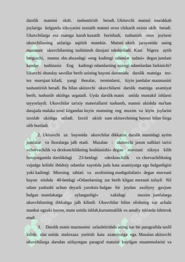 Tarix darsligi matni va tarixiy xujjatlar bilan ishlash 3