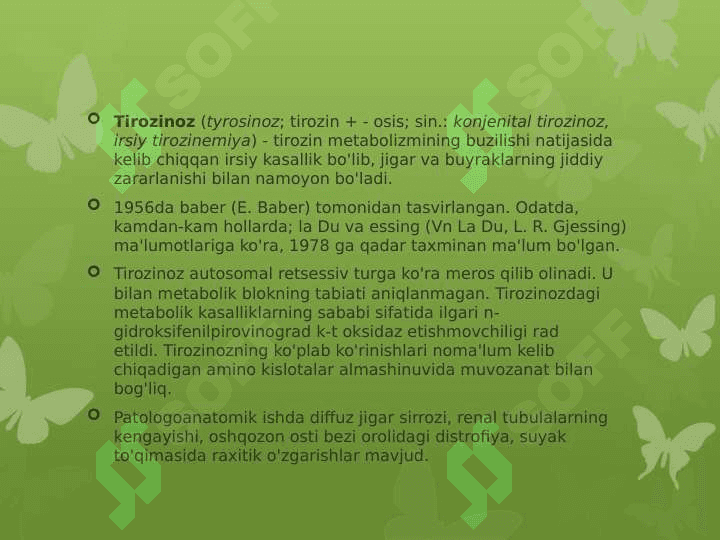 Aminokislotalar almashinuvi buzilishi bilan kechuvchi kasalliklar 2