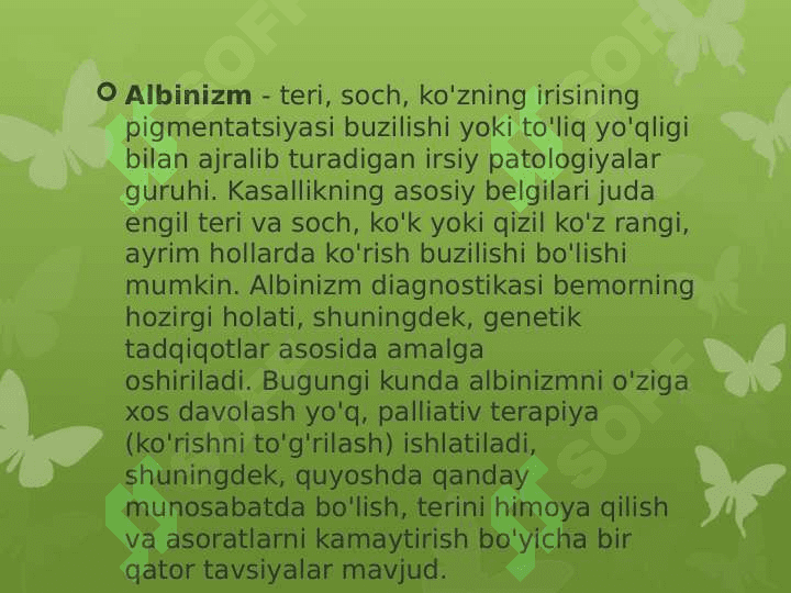 Aminokislotalar almashinuvi buzilishi bilan kechuvchi kasalliklar 7