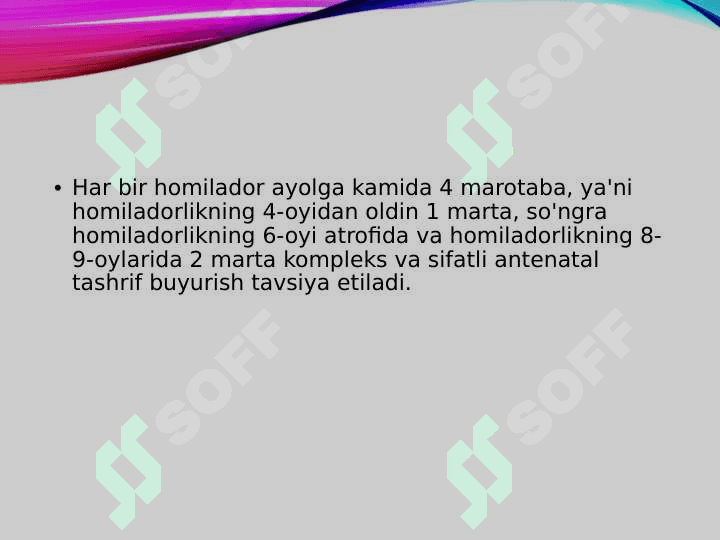 Behatar onalik tamoyillari ANTENATAL PARVARISH 4