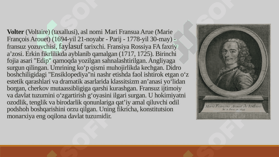 Fransua Mari Volterning siyosiy qarashlari 4