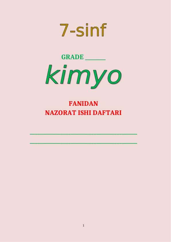 7-sinf kimyo Nazorat ishlari kitob