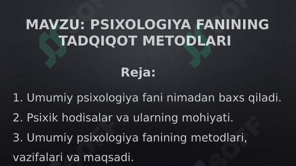 Psixologiya fanining tadqiqot metodlari 2