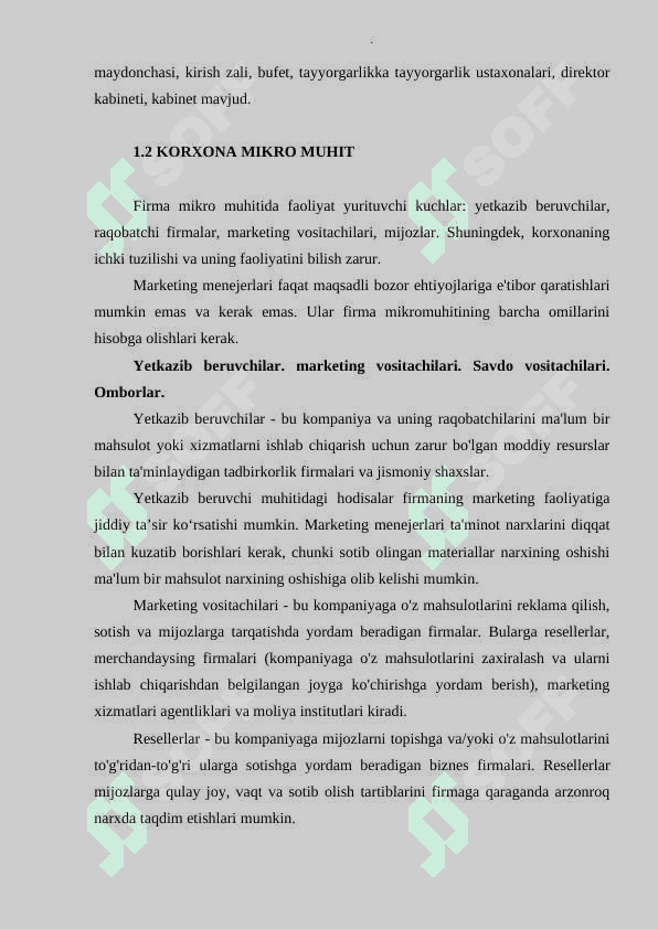 "Xameleon" restorani misolida korxonaning marketing faoliyatini tashkil etish. 5
