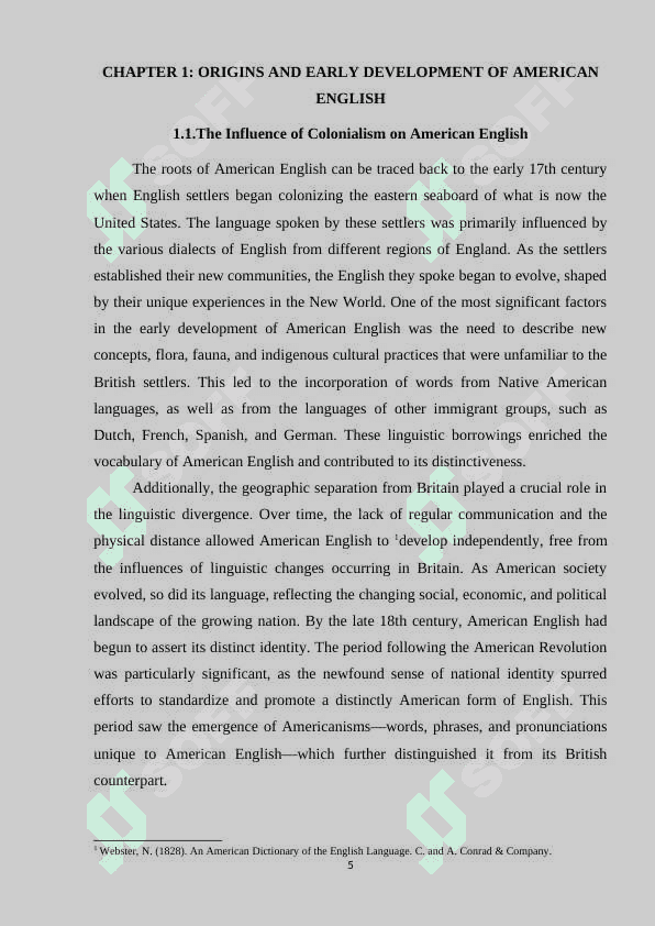 ANALYZING THE HISTORICAL DEVELOPMENT OF AMERICAN ENGLISH AS DISTINCT FROM BRITISH ENGLISH 5
