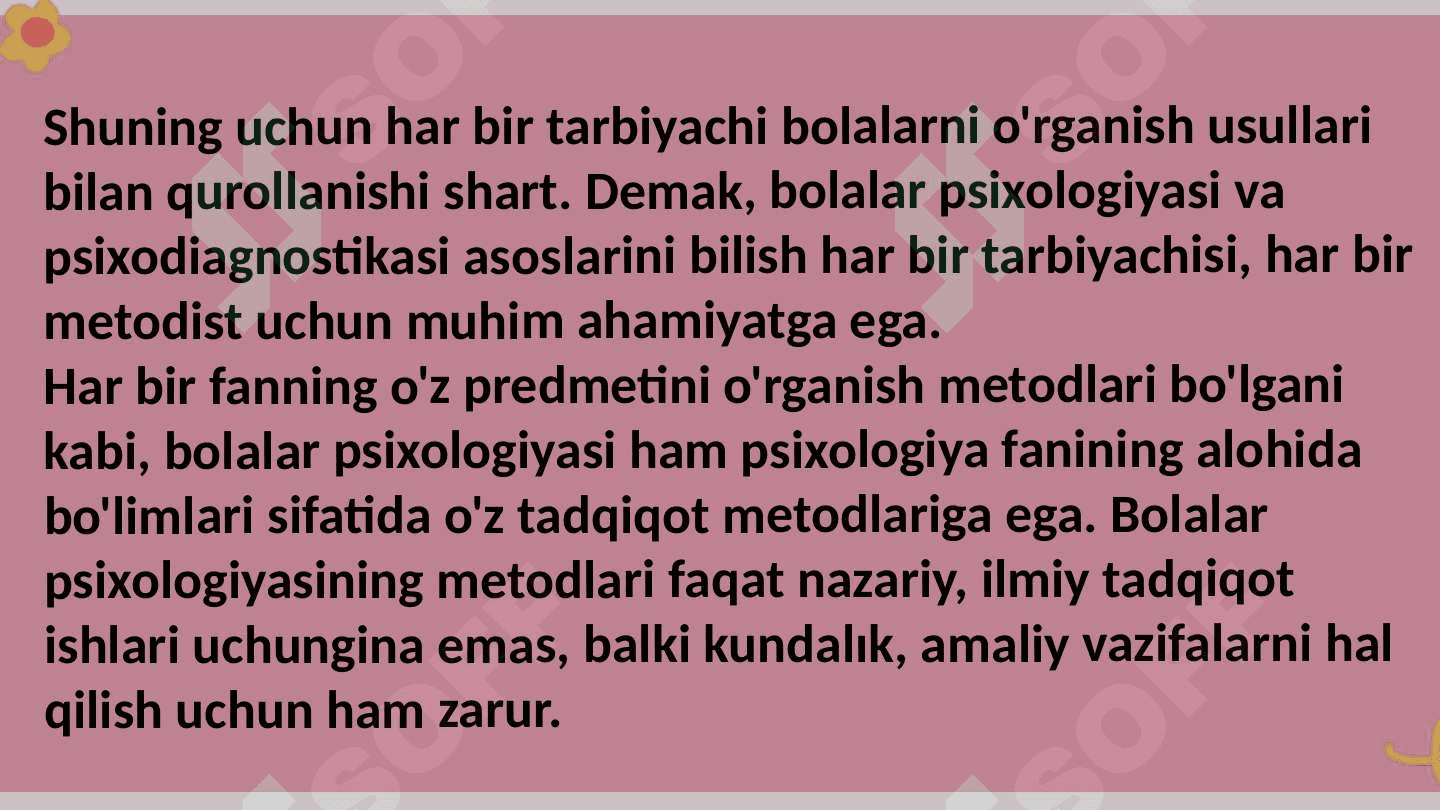 BOLALAR PSIXOLOGIYASI FANINING METODLARI 4