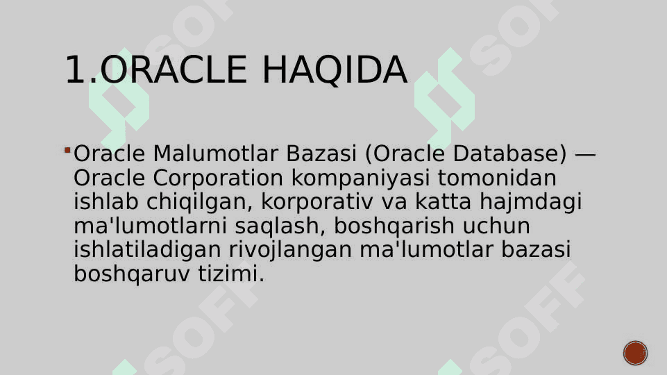 ORACLE MALUMOTLAR BAZASI prezentatsiya ,slide. 2