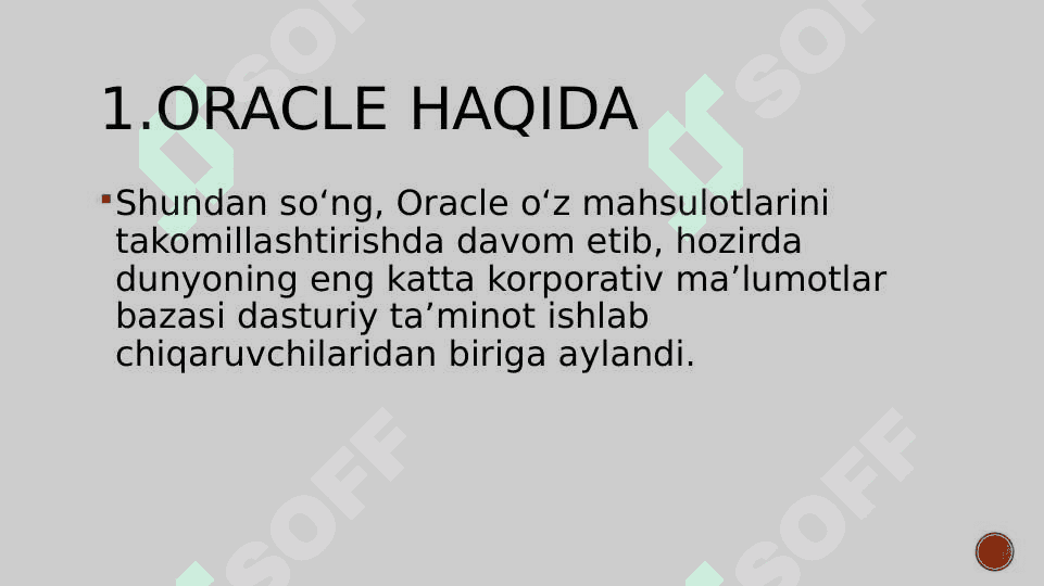 ORACLE MALUMOTLAR BAZASI prezentatsiya ,slide. 5