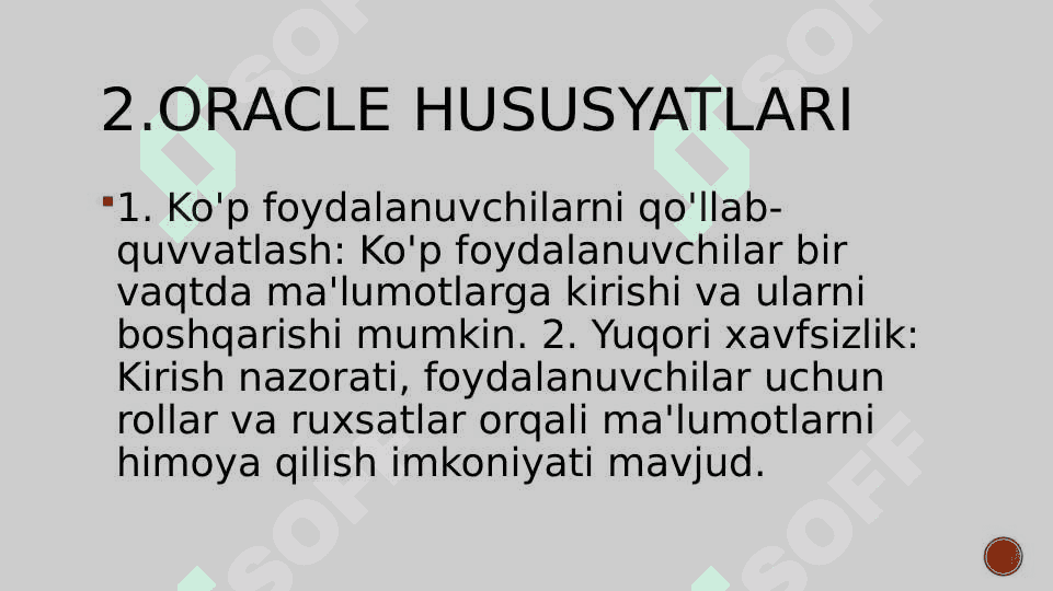 ORACLE MALUMOTLAR BAZASI prezentatsiya ,slide. 6