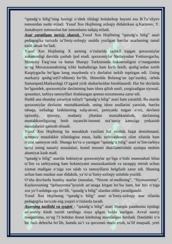 Yusuf Xos Xojib asarlarining tarbiyaviy ahamiyati 4