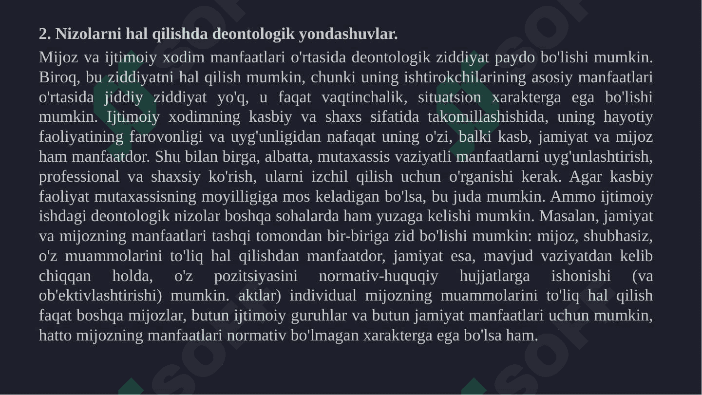 Nizolarni hal qilishda deontologik yondashuvlar. 6