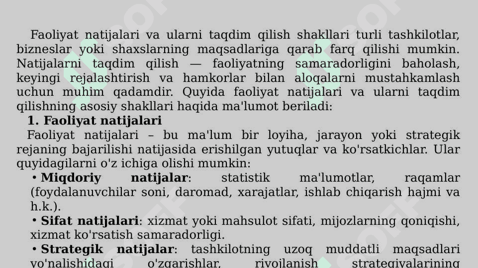 Faoliyat natijalarini taqdim qilish 3