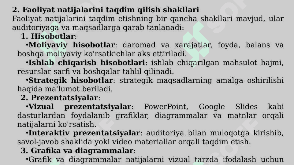 Faoliyat natijalarini taqdim qilish 4