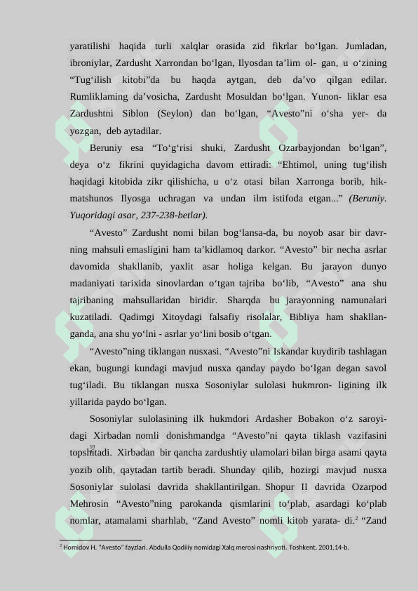 YOZMA YODGORLIKLAR.QADIMGI YODGORLIKLARNING YOZUV XUSUSIYATLARI. AVESTO. 3
