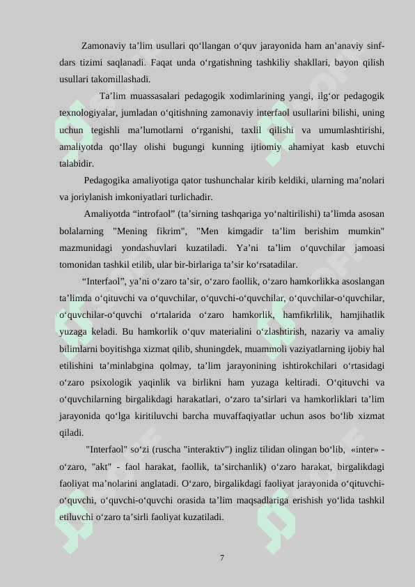 INTERFAOL USULLAR VA ULARDAN  TA’LIM TIZIMIDA FOYDALANISHNING DIDAKTIK IMKONIYATLARI 7