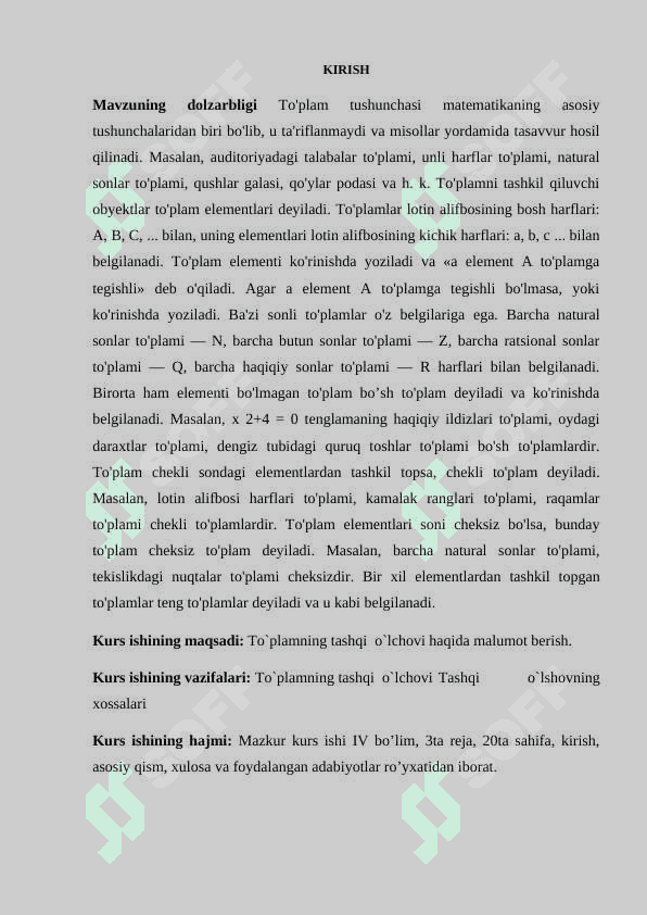 TO‘PLAMNING TASHQI  O‘LCHОVI 2
