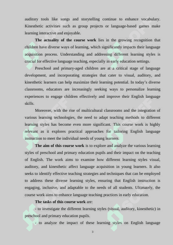 Learning styles in teaching English for preschool groups and primary education pupils 3