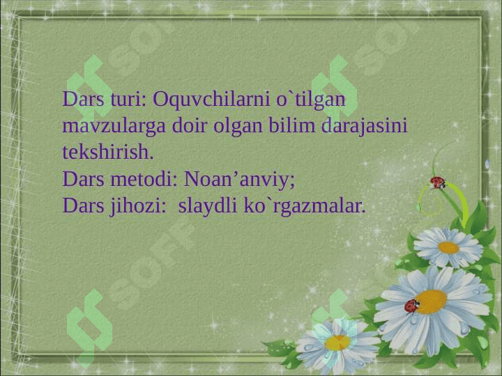 Sinf:3-”” Fan nomi: Ona tili Nazorat ishi tahlili 4