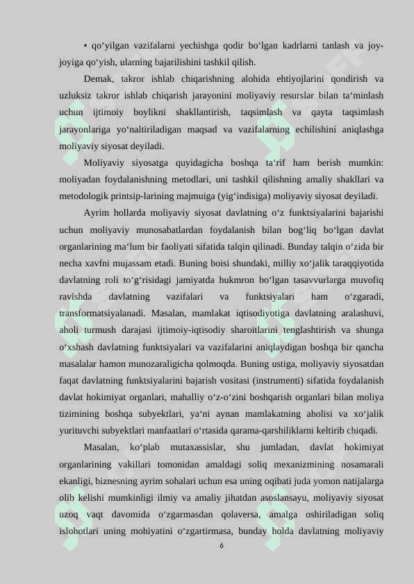 Moliya mexanizmi, uning tarkibiy qismlari, elementlari va moliyaviy siyosatni amalga oshirishdagi roli 6