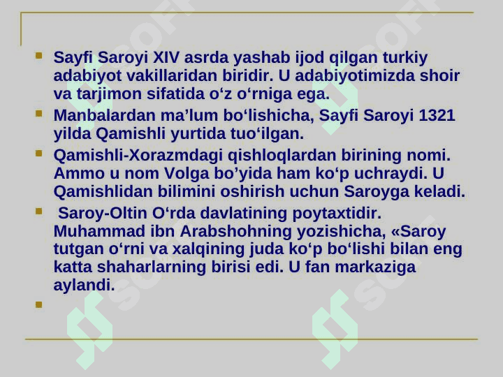 “Sayfi saroyi ijodi” 2
