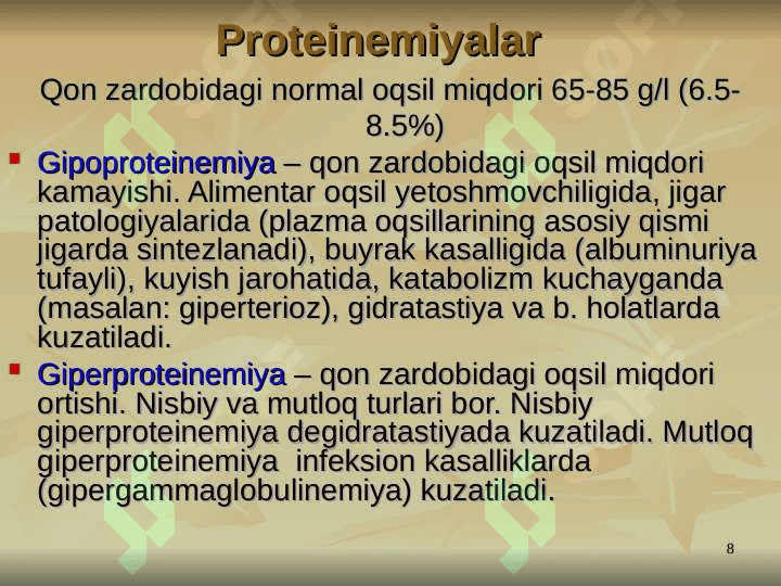 QON VA LIMFA-RETIKULYAR TIZIMI BIOKIMYOSI 8