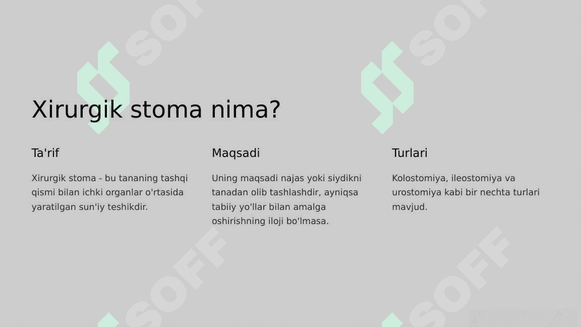 Xirurgik stomani parvarish qilish 2