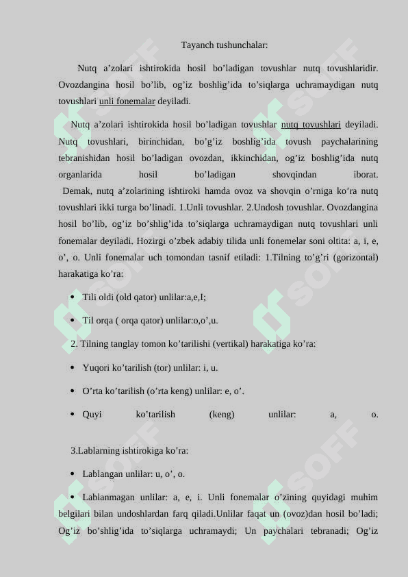 Unli tovushlar talaffuzi va imlosi 3