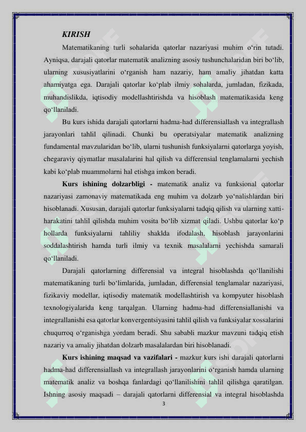 Darajali qatorni hadma had diffrensiallash va integrallash 3