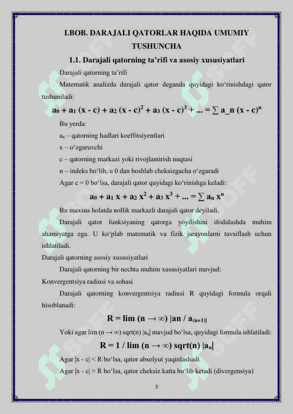 Darajali qatorni hadma had diffrensiallash va integrallash 5