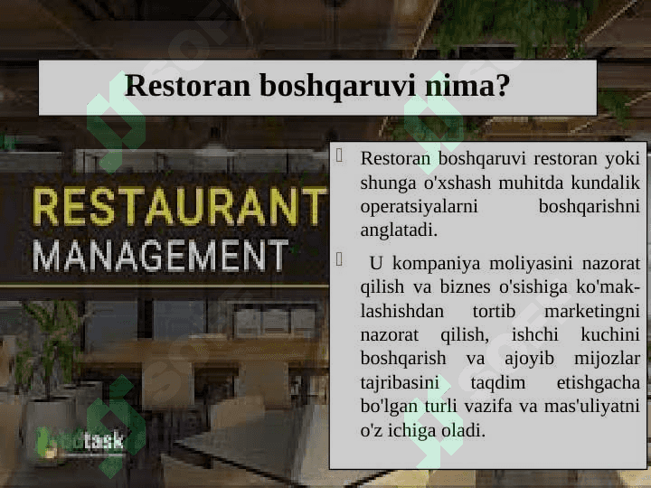 RESTORAN MENEJMENTIGA KIRISH 7