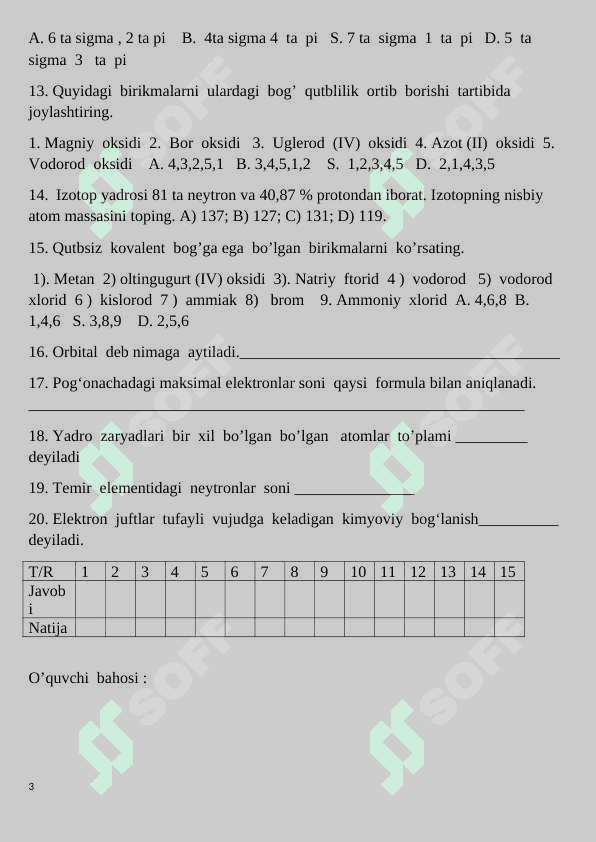 11-sinf kimyo fanidan nazorat ishlari daftari 2025 3