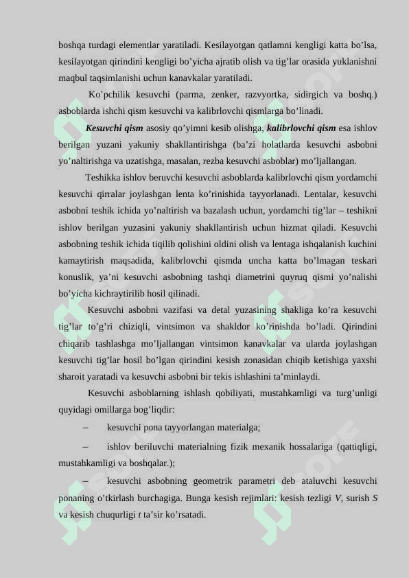 Kesuvchi asboblar haqida tushuncha 3