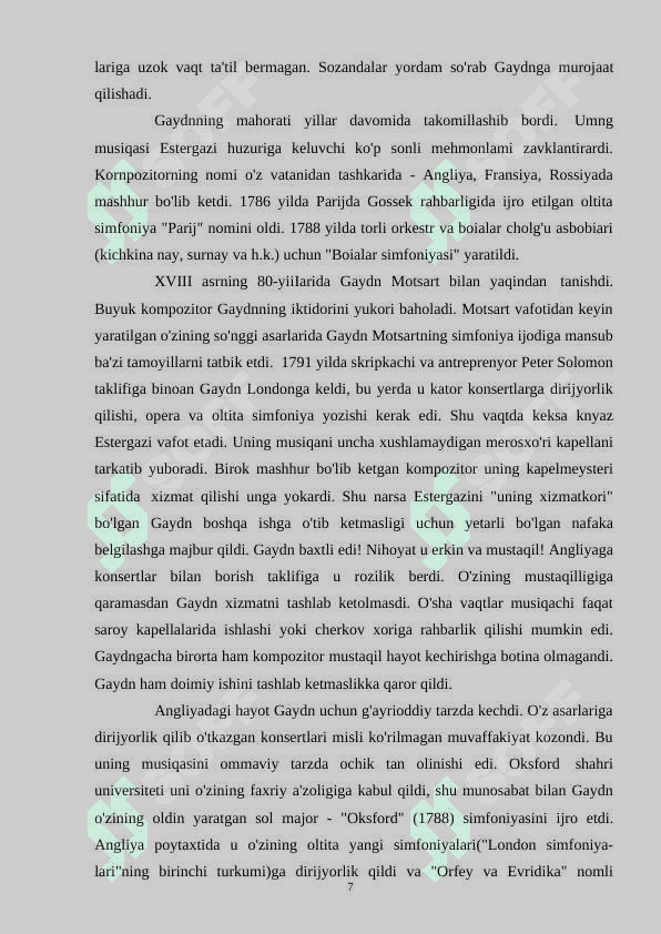 FRANS YOZEF GAYDN ASARLARIDA TARIXIYLIK 7