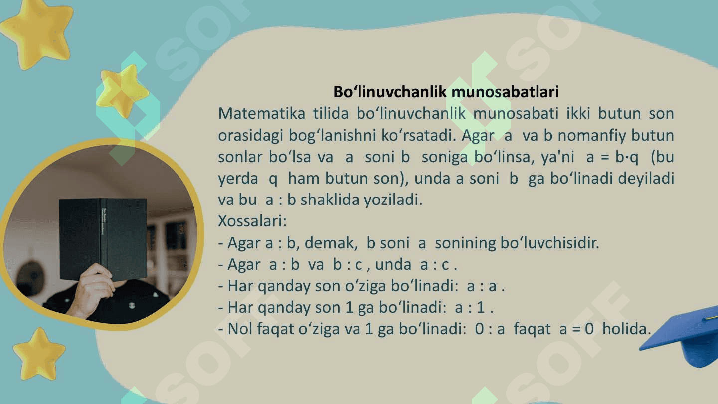 Nomanfiy butun sonlar to‘plamida bo‘linish munosabatining ta’rifi va xossalari 3