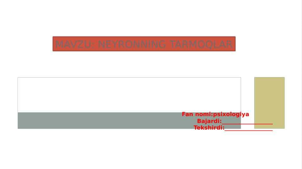 NEYRONNING TARMOQLAR