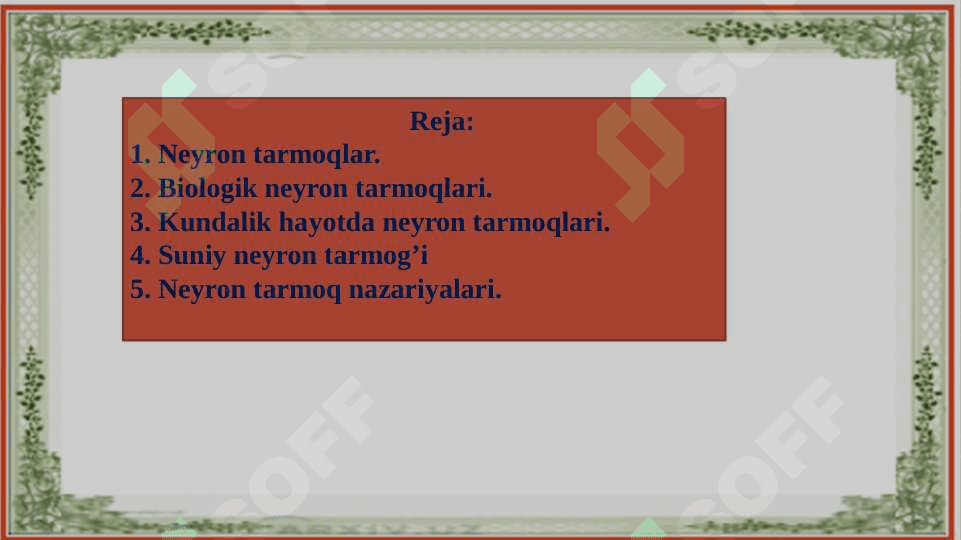 NEYRONNING TARMOQLAR 2