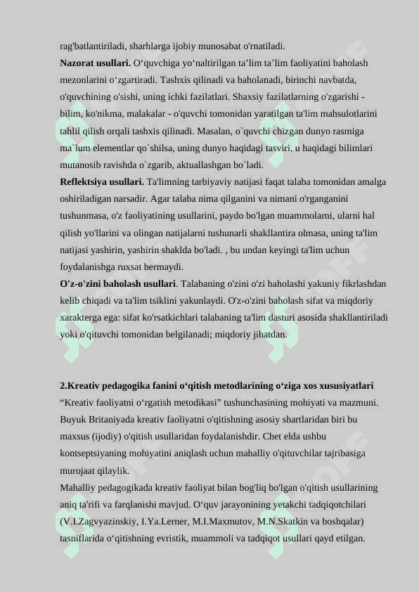 Kreativ pedagogika fanini o‘qitishda metod va vositalar 6