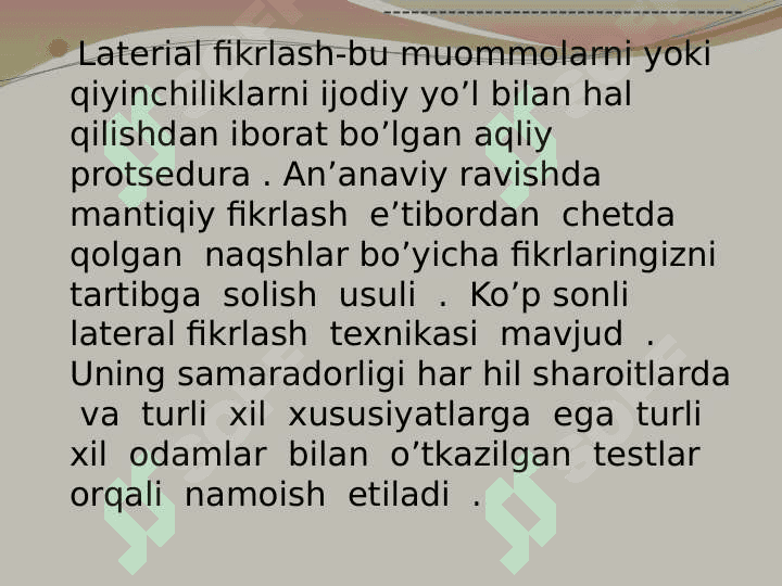 LATERIAL FIKRLASH 2