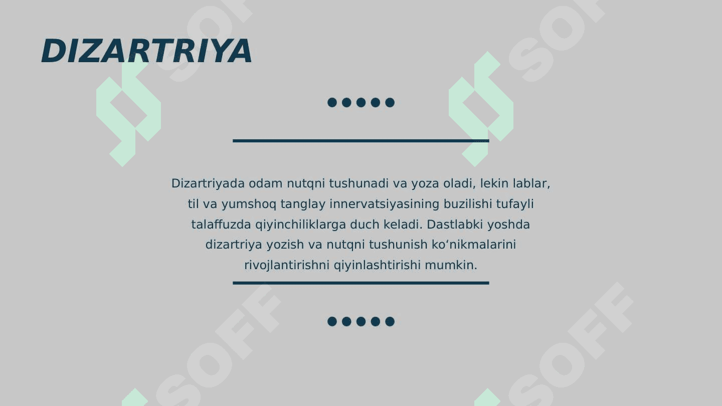 MAVZU: DIZARTRIYA TASHXISINI TEKSHIRISH VA TASHXIS QOʻYISH 3