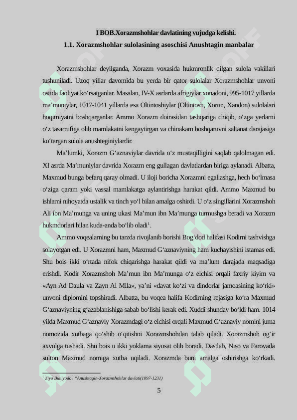 Xorazmshohlar davlati. Anushteginiylar sulolasi. 5