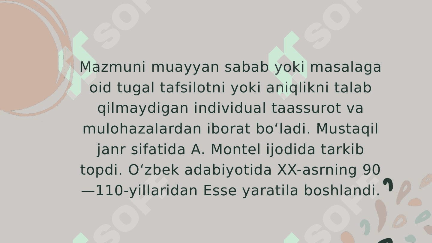 Mavzu: Essening oʻziga xos xususiyatlari, esse yozishdagi talablar 3
