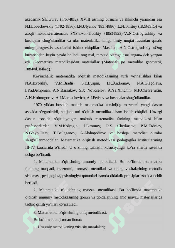 MATEMATIKA VA UNI O’QITISH METODIKASI 3