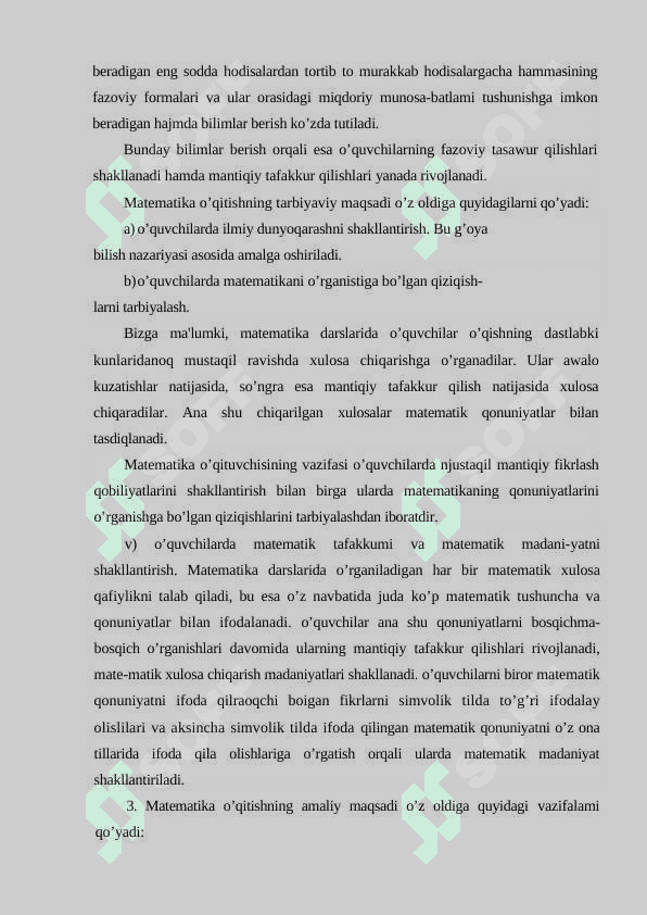 MATEMATIKA VA UNI O’QITISH METODIKASI 5