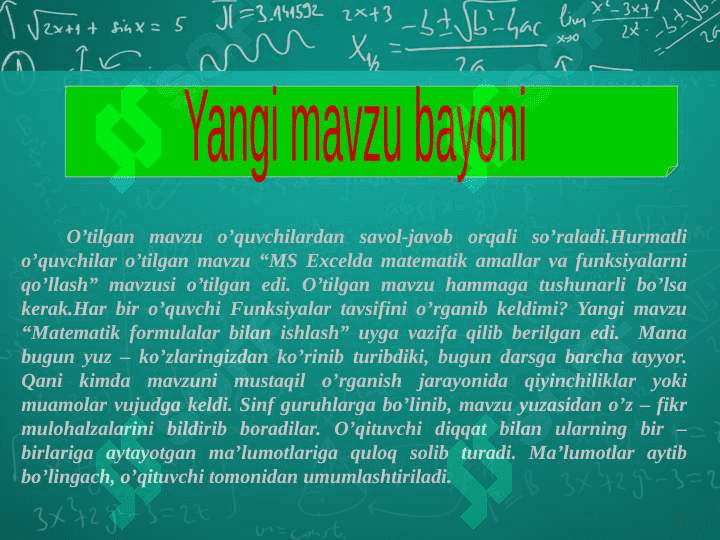 Matematik formulalar bilan ishlash 8