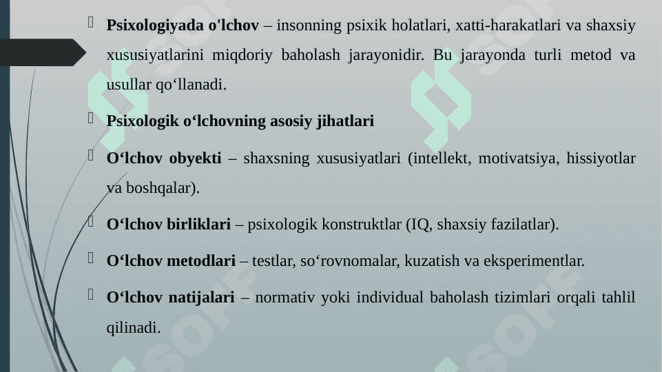 PSIXOLOGIYADA O'LCHOV 3